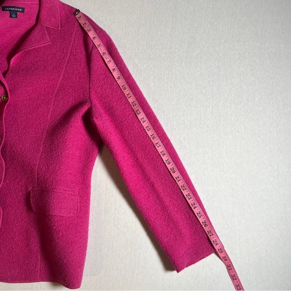 Lands End 100% Wool Soft Unlined Coat Blazer in Hot Pink Fuchsia, Size 18 - Picture 5 of 8
